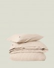 Lexington Pinstripet Sengesett i Bomullsflanell - Beige/Brun, 140x200cm thumbnail