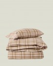 Lexington Rutete Sengesett i Bomullsflanell - Fudge/Beige/Fig, 140x220cm thumbnail