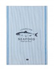 Seafood Striped & Printed Org Cotton Kitchen Towel Blue/White 50x70 thumbnail