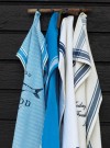 Seafood Striped & Printed Org Cotton Kitchen Towel Blue/White 50x70 thumbnail