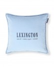 Lexington Putetrekk i Økologisk Bomullsfløyel - Logo Blå, 50x50cm thumbnail