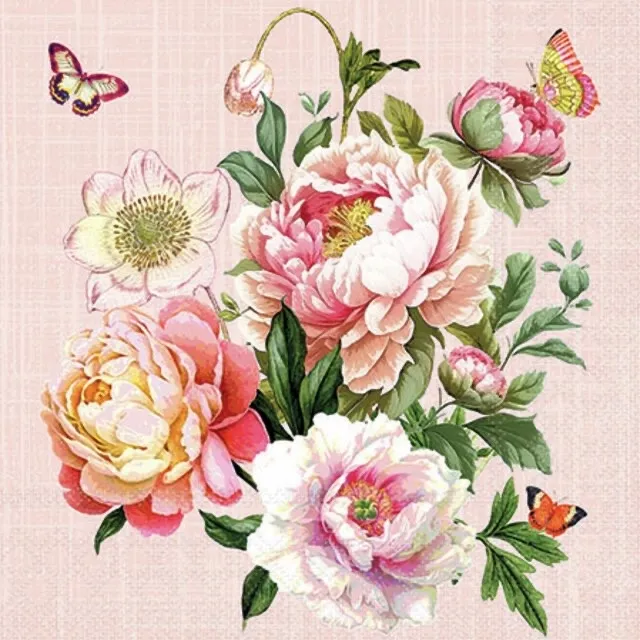 Peony Bouquet - Kaffe 25x25cm, 20stk