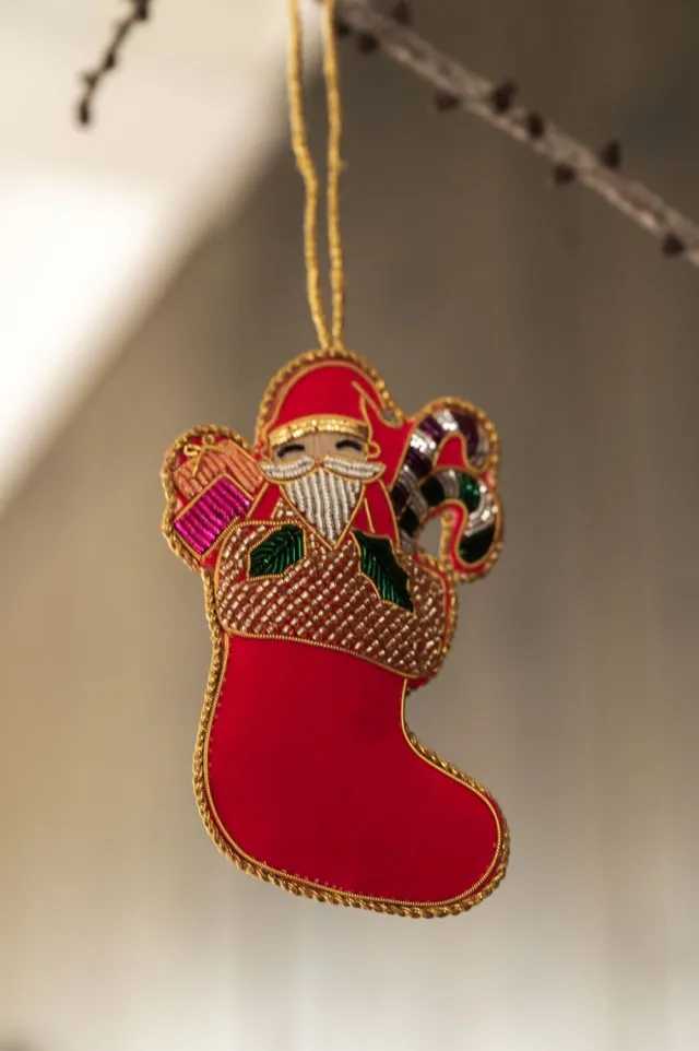 UND Håndlaget Ornament - Julesokk Rød