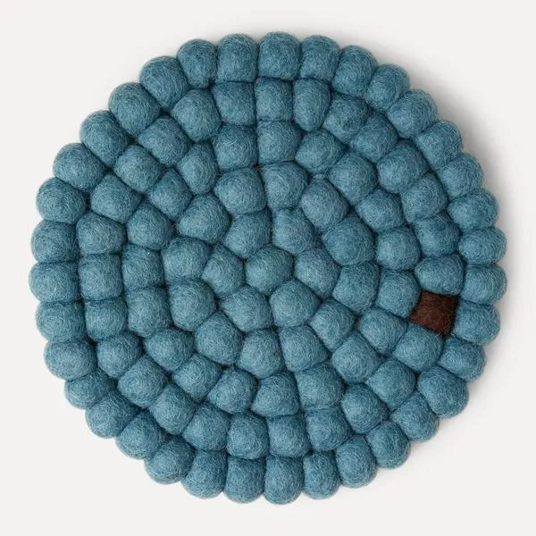 Wooldot Coaster D20cm 100% Wool Isblå/Kaffe