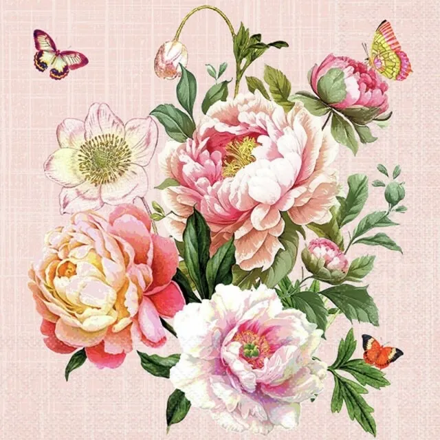 Peony Bouquet - Lunsj 33x33cm, 20stk