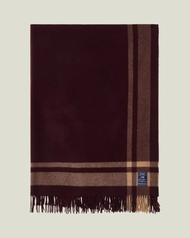 Lexington Stripete Pledd i Resirkulert Ull - Fig/Fudge, 130x170cm