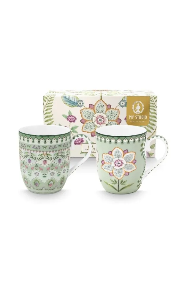 PIP Krus Set/2 Lily & Lotus Grønn 145ml