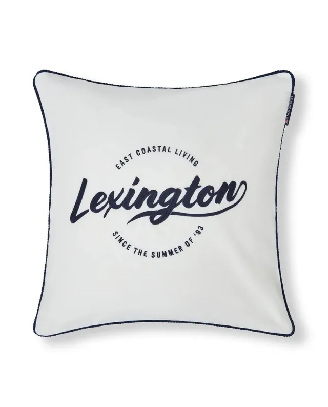 Lexington Putetrekk m/Hvit Logo i Økologisk Bomullstwil 50x50cml - Hvit/Blå