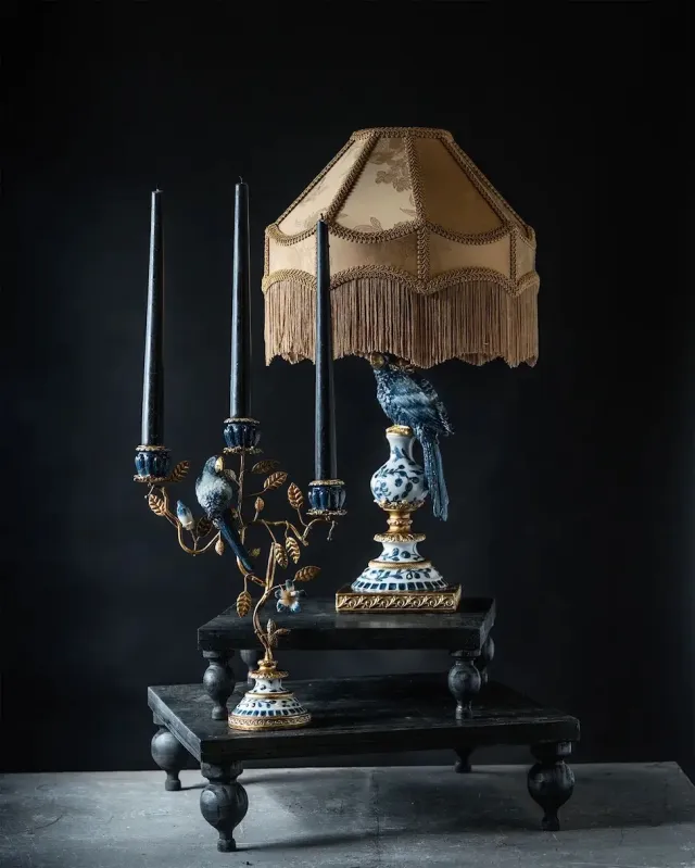 Bordlampe - Papegøye m/Skjerm, Blå/Beige
